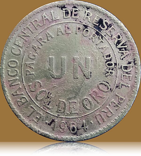 1964 PERU country 1 sol currency coin very Extremely Rare big brass coin - Worth Buy - Image 3