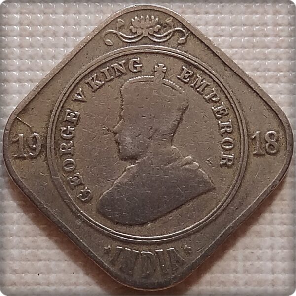 1918 TWO ANNAS British India King George V CALCUTTA MINT - Best Buy - Image 2