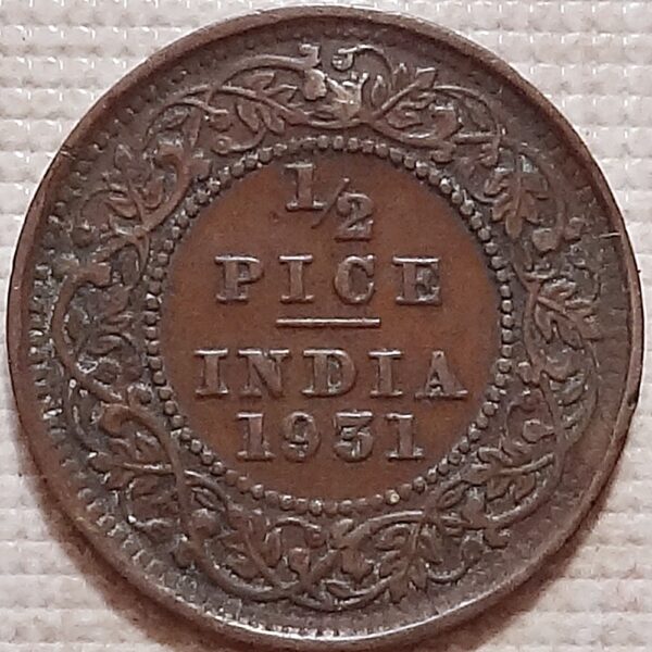 1931 1/2 Half Pice British India King George V - Worth Buy - Image 3
