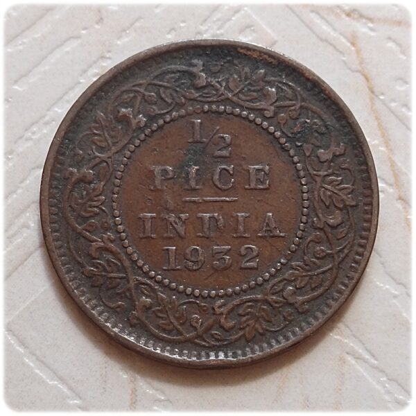 1932 1/2 Half Pice British India King George V - Worth Buy - Image 3