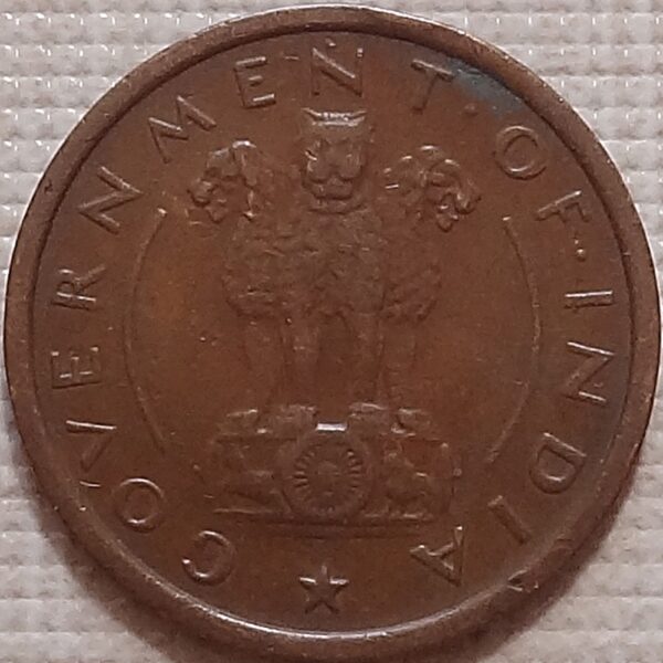 1954 1 Pice Horse Republic India Coin Calcutta Mint - Best Buy - Image 3