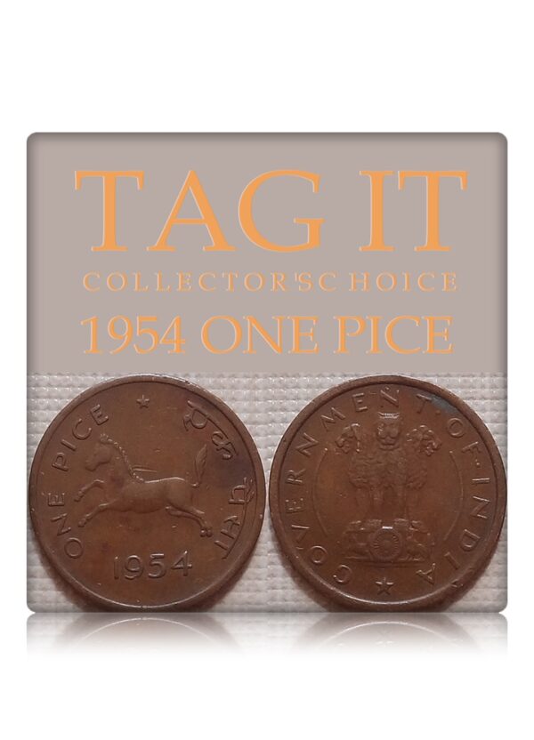 1954 1 Pice Horse Republic India Coin Calcutta Mint - Best Buy