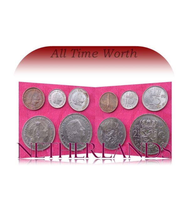 Netherlands very extremely rare collection 1,10,25 cents and 1, 2 1/2 guilder- Worth buy