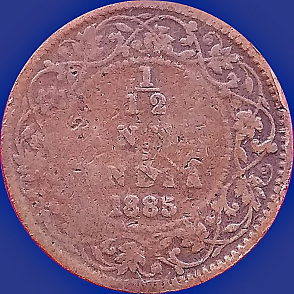 1885 1/12 One twelve anna Queen Victoria Empress British India Very rare Coin - Worth Buy - Image 3