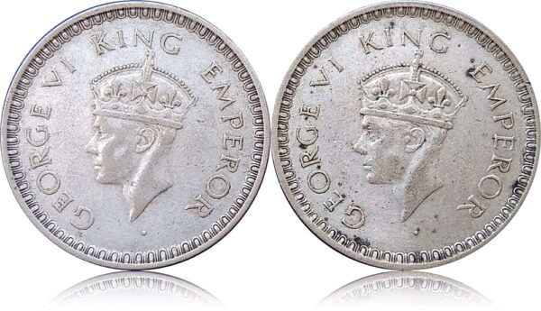 1943 silver 1 rupee two different types of coins..small gap and large gap between numeric 4 and 3.. collector's delight for greàt collection.. extremely rare combo set - Image 3
