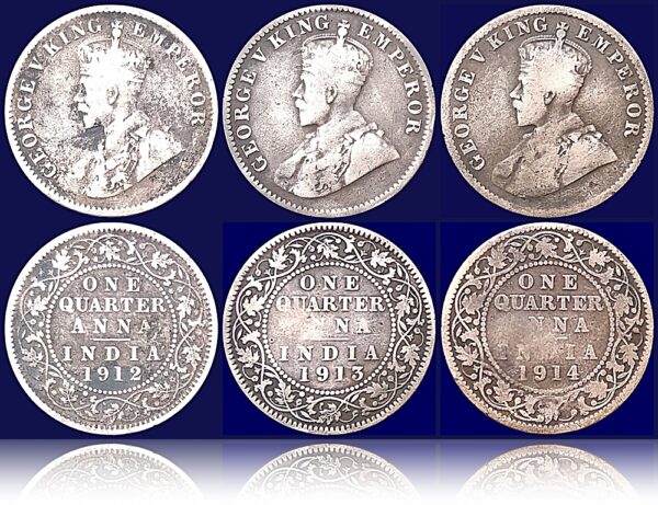 1912 1913 1914 Quarter Anna K G V combo Collection worth - Image 2