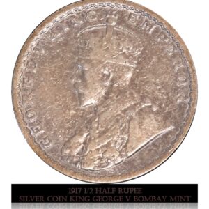 1917 Half Rupee Silver Coin King George V Bombay Mint