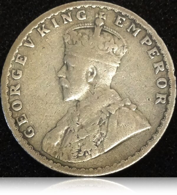 1918 Half Rupee Silver Coin King George V Bombay Mint (O)