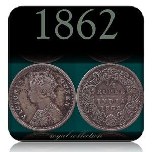 1862 Quarter Rupee Victoria Queen Calcutta Mint