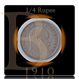 1910 1/4 Quarter Rupee King Edward VII Bombay Mint Rare Coin