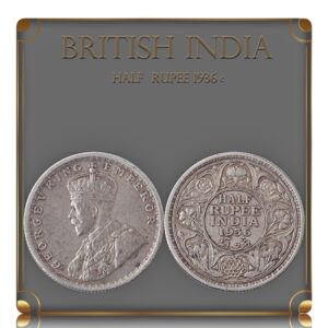 1936 Half Rupee King George V Coin Calcutta Mint
