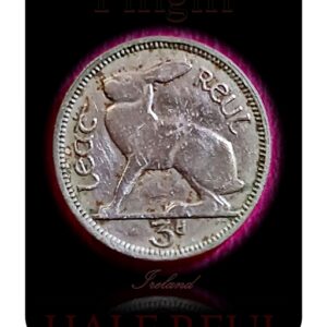 1942 3 Pingin Half Reul-Copper Nickle Ireland Coin