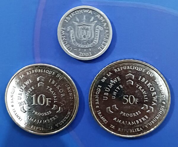 Coins of Burundi 1,10,50 franks - Image 2