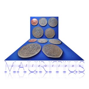 Mauritius coins set 5 cents, half rupee, 1,5,10 rupees