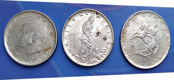 Turkey rare collection 1, 2   ¹/2, 5 lira big size coins - Image 2