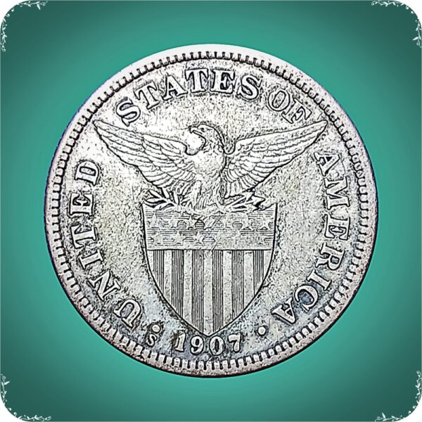 1907 Filipinas 50 Centavos silver coin