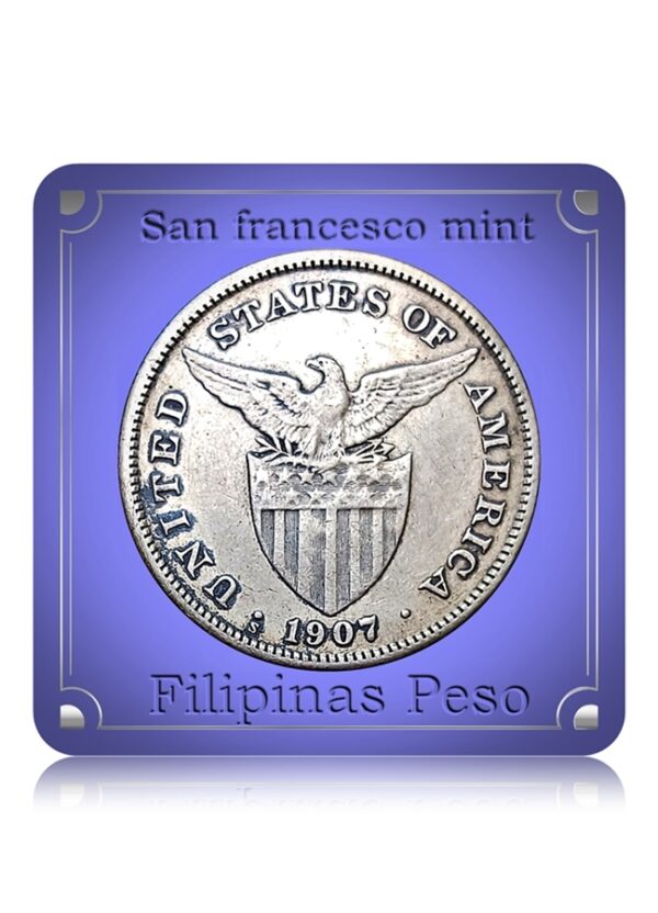 1907 Filipinas One Peso Silver Coin High Grade Extremely Rare