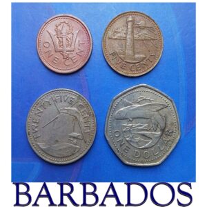 Barbados Rare Coins set 1,5,25 cents & 1 Dollar