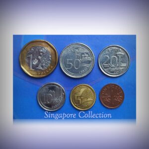 Singapore current coins set 1,5,10,20,50 cents and 1 dollar