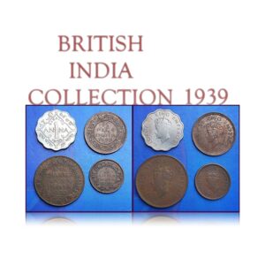 1939 British India Rare Combo Collection of 1 By 12 anna , Half Pice One Anna & Quarter Anna Coins