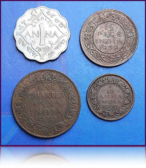 1939 British India Rare Combo Collection of 4 coins