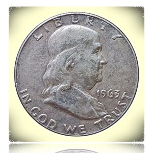 1963 USA Franklin Half Dollar silver coin Philadelphia mint.