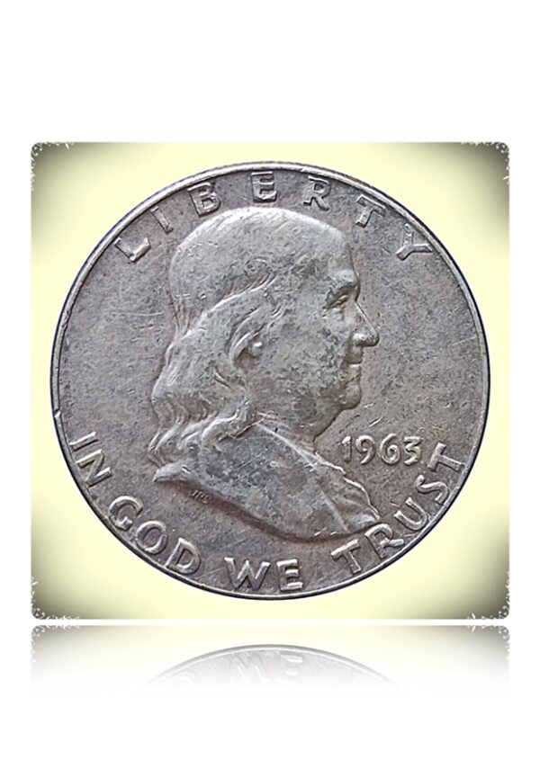 1963 USA Franklin Half Dollar silver coin Philadelphia mint.