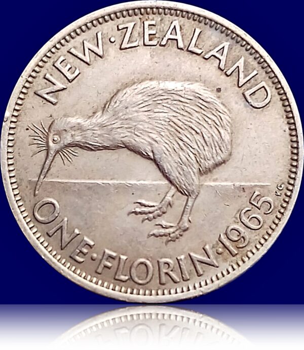 1965 New Zealand One Florin coin