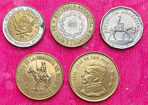 Argentina peso coins set 1,2,10,50,100 pesos best found