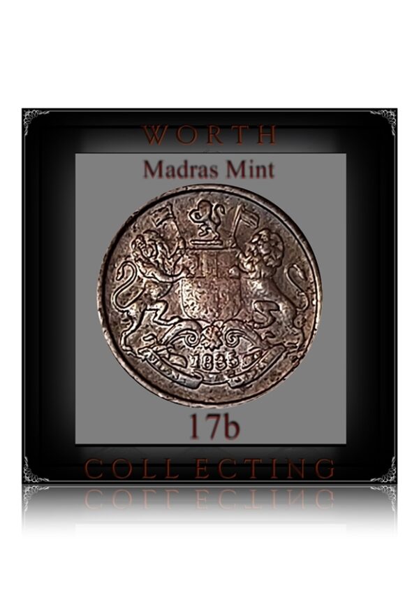 1835 Quarter Anna with 17 berries Madras Mint