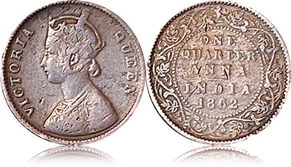 1862 Quarter Anna Coin Victoria Queen
