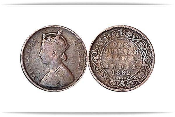 1862 Quarter Anna Queen Victoria Coin