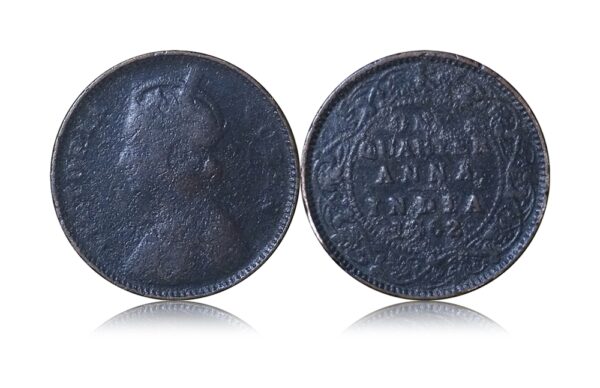 1862 Quarter Anna coin Victoria Queen