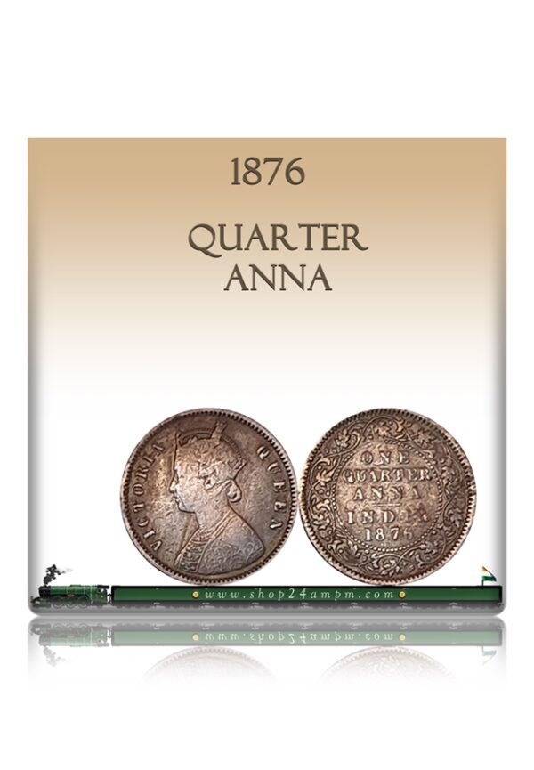 1876 Quarter Anna Queen Victoria Coin