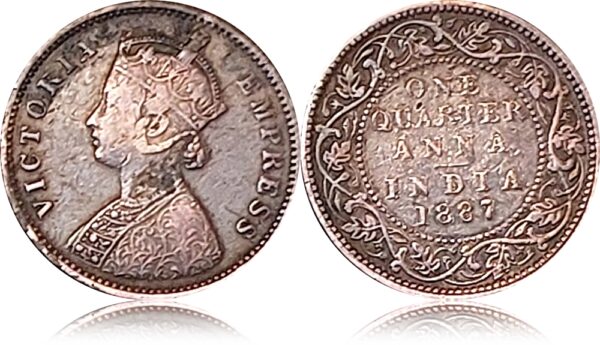 1887 Quarter Anna Queen Victoria Empress Coin