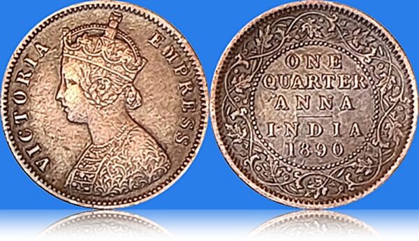 1890 Quarter Anna Coin