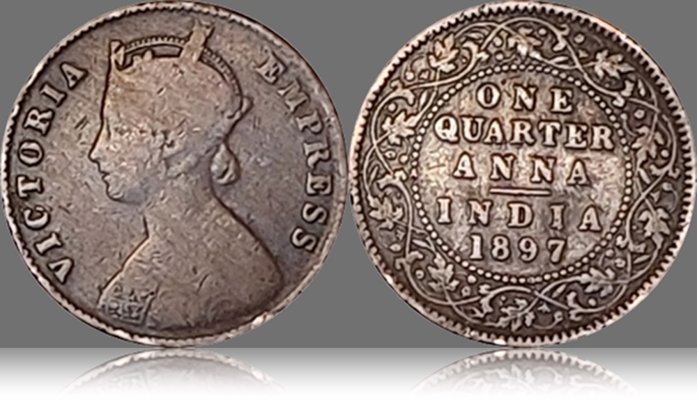 1897 Quarter Anna Victoria Empress Coin 2 1897 Quarter Anna Coin