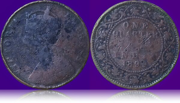 1899 Quarter Anna Coin Victoria Empress