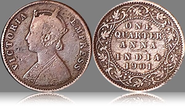 1901 Quarter Anna. Victoria Empress