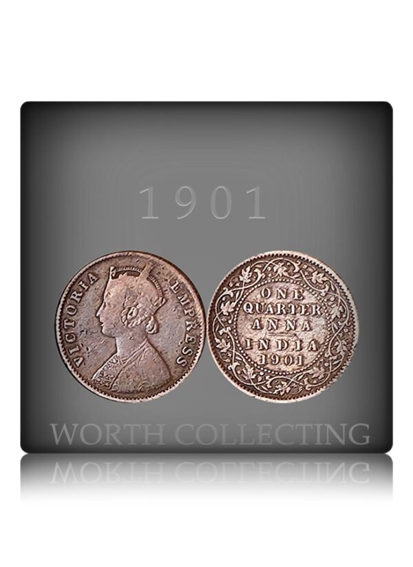 1901 Quarter Anna. Victoria Empress Coin