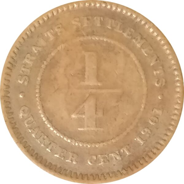 1901 Quarter Cents Straits Settlements Victoria Queen R