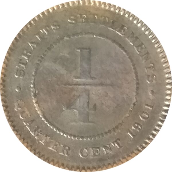 1901 Quarter Cents Straits Settlements Victoria Queen R