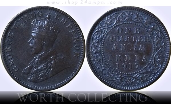 1917 Quarter Anna King George V British India