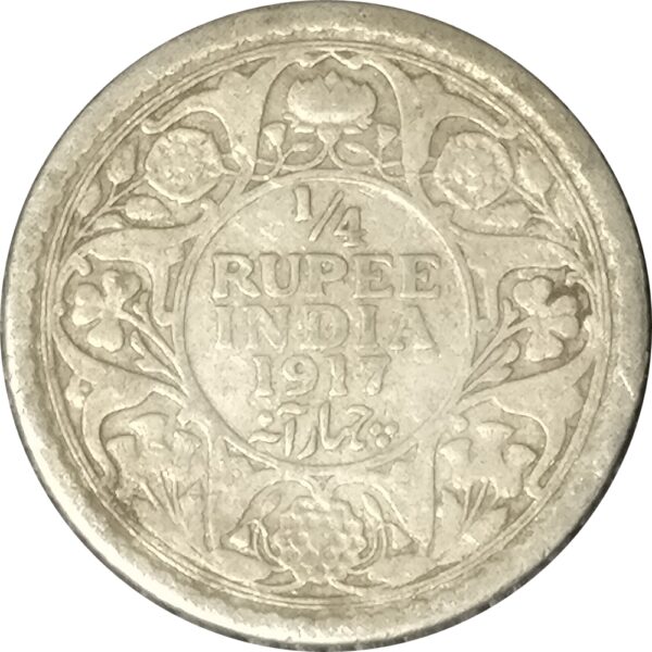 1917 Quarter Rupee King George V Calcutta Mint R