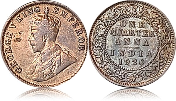 1920 Quarter Anna King George V Coin