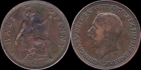 1931 Half Penny Coin George V