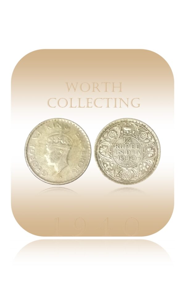 1940 1/4 Rupee - British India George VI Silver Coin