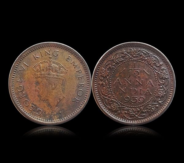 1939 1 by 12 Anna British India King George VI Coin