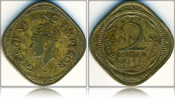 1944 Two Annas British India King George VI