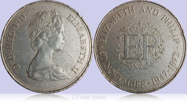 1972 UK 25 new pence Special commemorative non circulating Silver coin